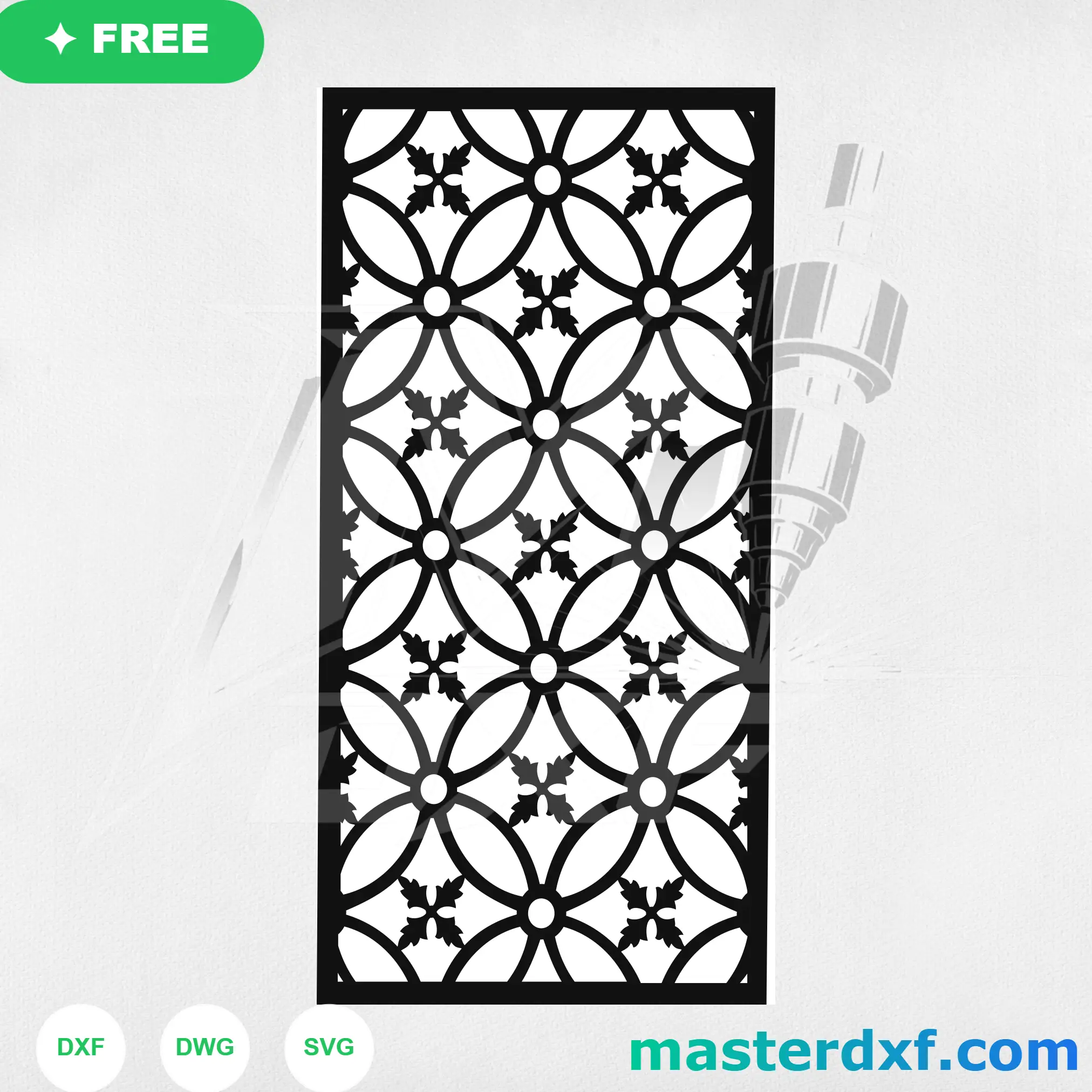 Circle Floral Cross DXF Lattice for CNC Screens DXF File